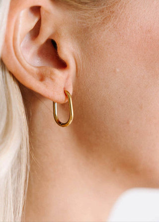 Pierced Co Rectangle Gold Huggies: 14mm - Modern Creek Boutique