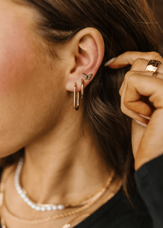 Pierced Co Rectangle Gold Huggies: 14mm - Modern Creek Boutique