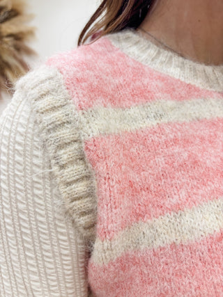 Pink Striped Sweater Vest - Modern Creek Boutique
