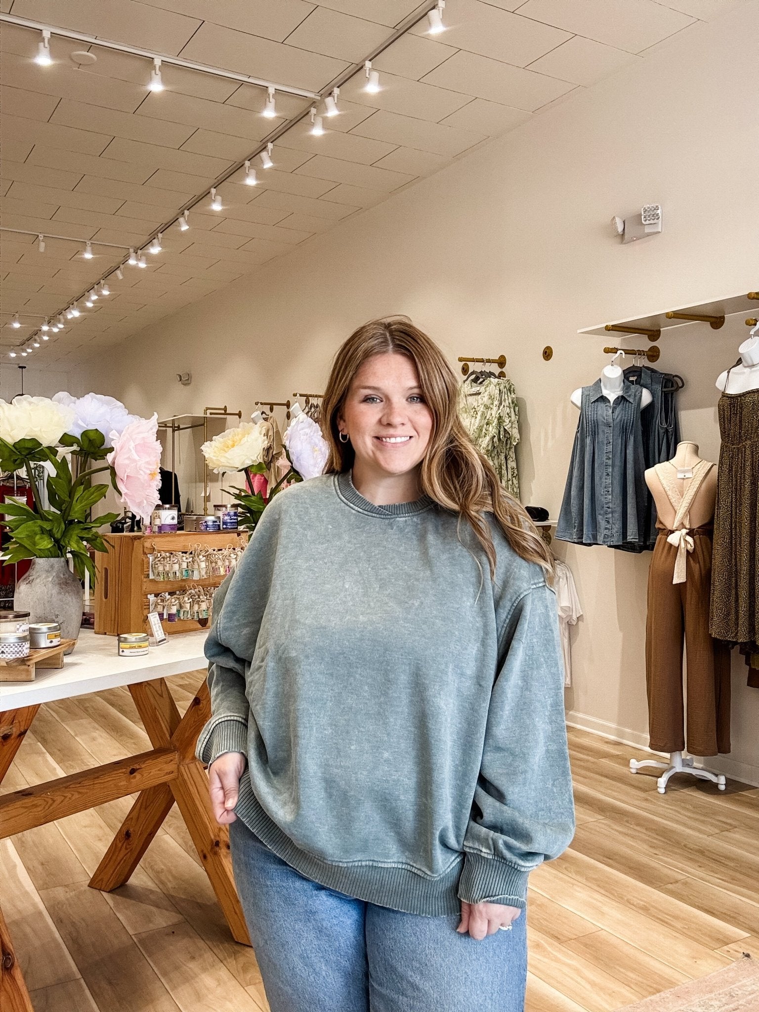 Plus Ash Jade Fleece Sweatshirt - Modern Creek Boutique