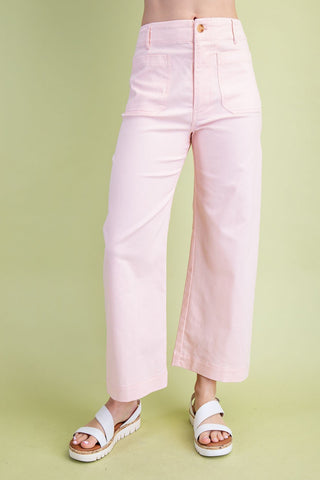 Powder Pink Cropped Wide Leg Pant - Modern Creek Boutique