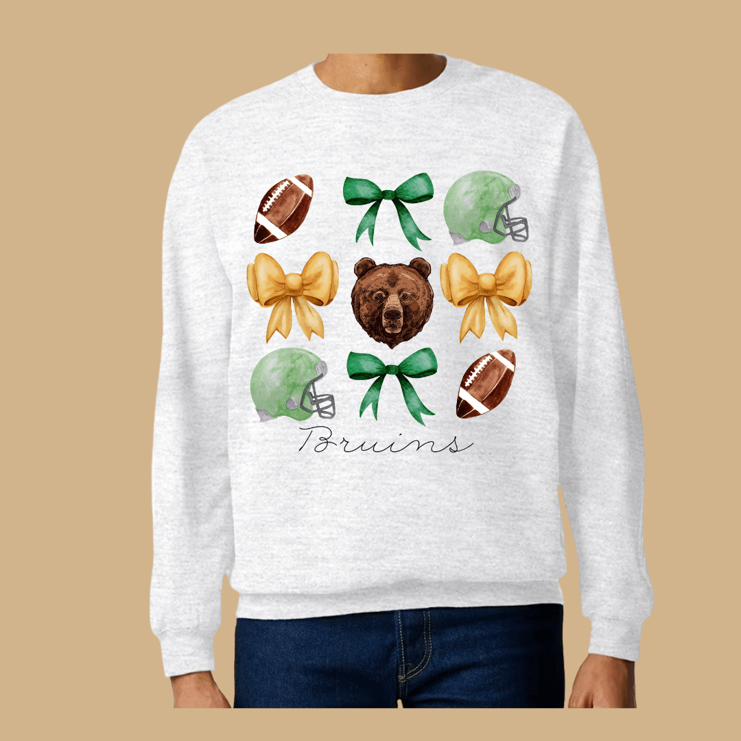 PRE - ORDER Ash Grey Bow Football Sweatshirt - Modern Creek Boutique