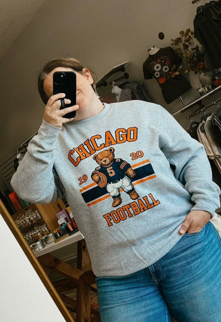 PRE ORDER- Chicago Football Teddy Bear Crewneck - Modern Creek Boutique