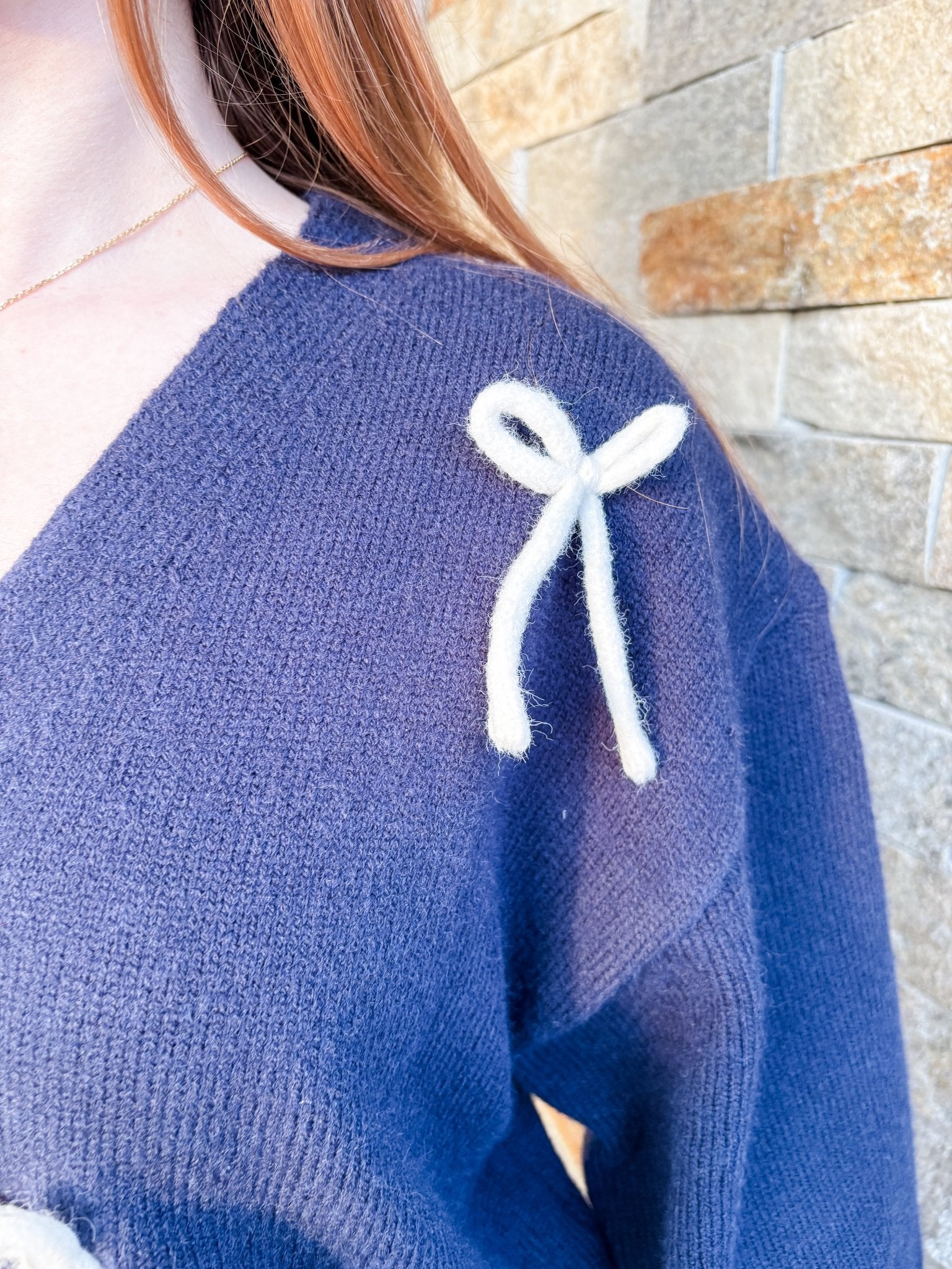 Put A Bow On It Navy Cardigan - Modern Creek Boutique