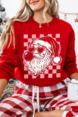 Retro Santa Cherry Red Sweatshirt - Modern Creek Boutique
