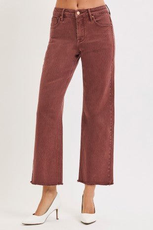 Risen Chocolate Mid Rise Ankle Pants - Modern Creek Boutique