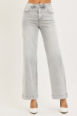 Risen Light Grey High Rise Denim - Modern Creek Boutique