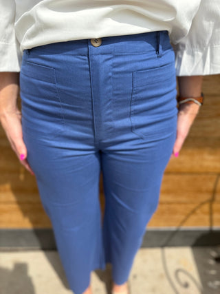 Royal Blue Cropped Wide Leg Pant - Modern Creek Boutique