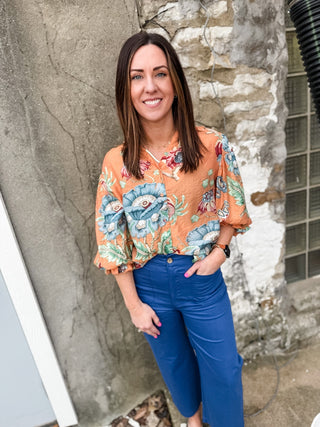 Royal Blue Cropped Wide Leg Pant - Modern Creek Boutique