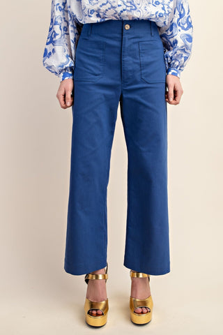Royal Blue Cropped Wide Leg Pant - Modern Creek Boutique