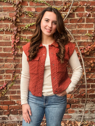 Rust Quilted Pocket Vest - Modern Creek Boutique