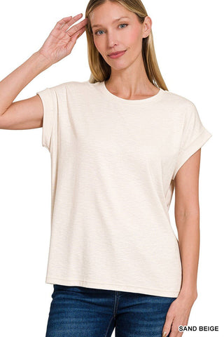 Sand Beige Modal Slub Tee - Modern Creek Boutique