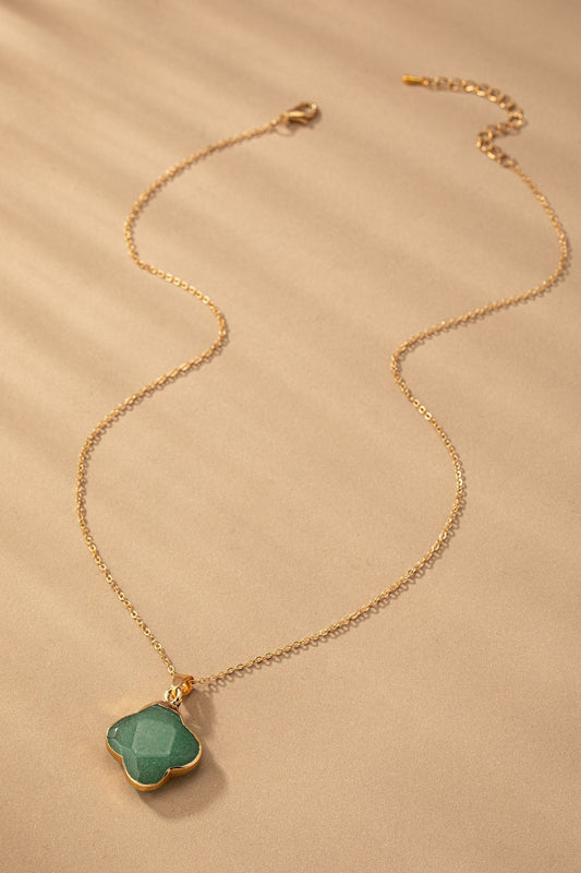 Semi - Precious Clover Shape Stone Necklace - Modern Creek Boutique