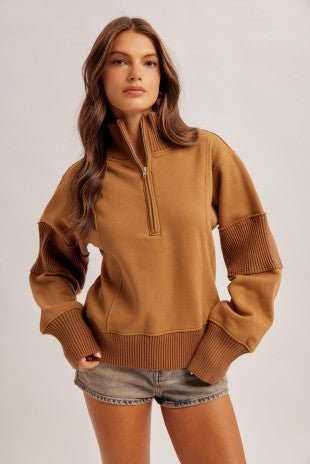 Sepia Half Zip Brushed Sweatshirt - Modern Creek Boutique