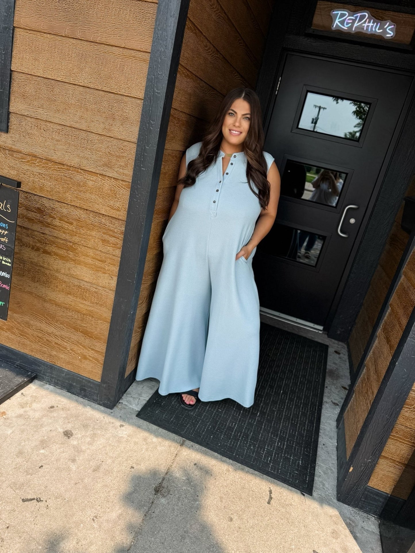 Sky Blue Wide Leg Jumpsuit - Modern Creek Boutique