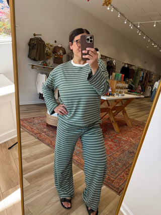 Slate Olive Striped Matching Set - Modern Creek Boutique