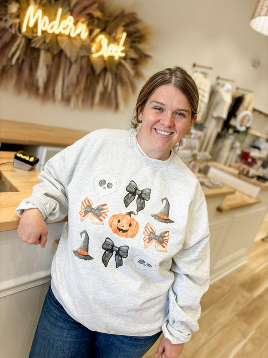 Spooky Bow Custom Crewneck Sweatshirt - Modern Creek Boutique