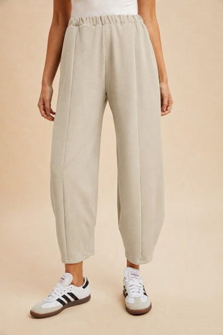Stone Scuba Knit Barrel Leg Pants - Modern Creek Boutique