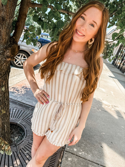 Sun Kissed Days Taupe Romper - Modern Creek Boutique