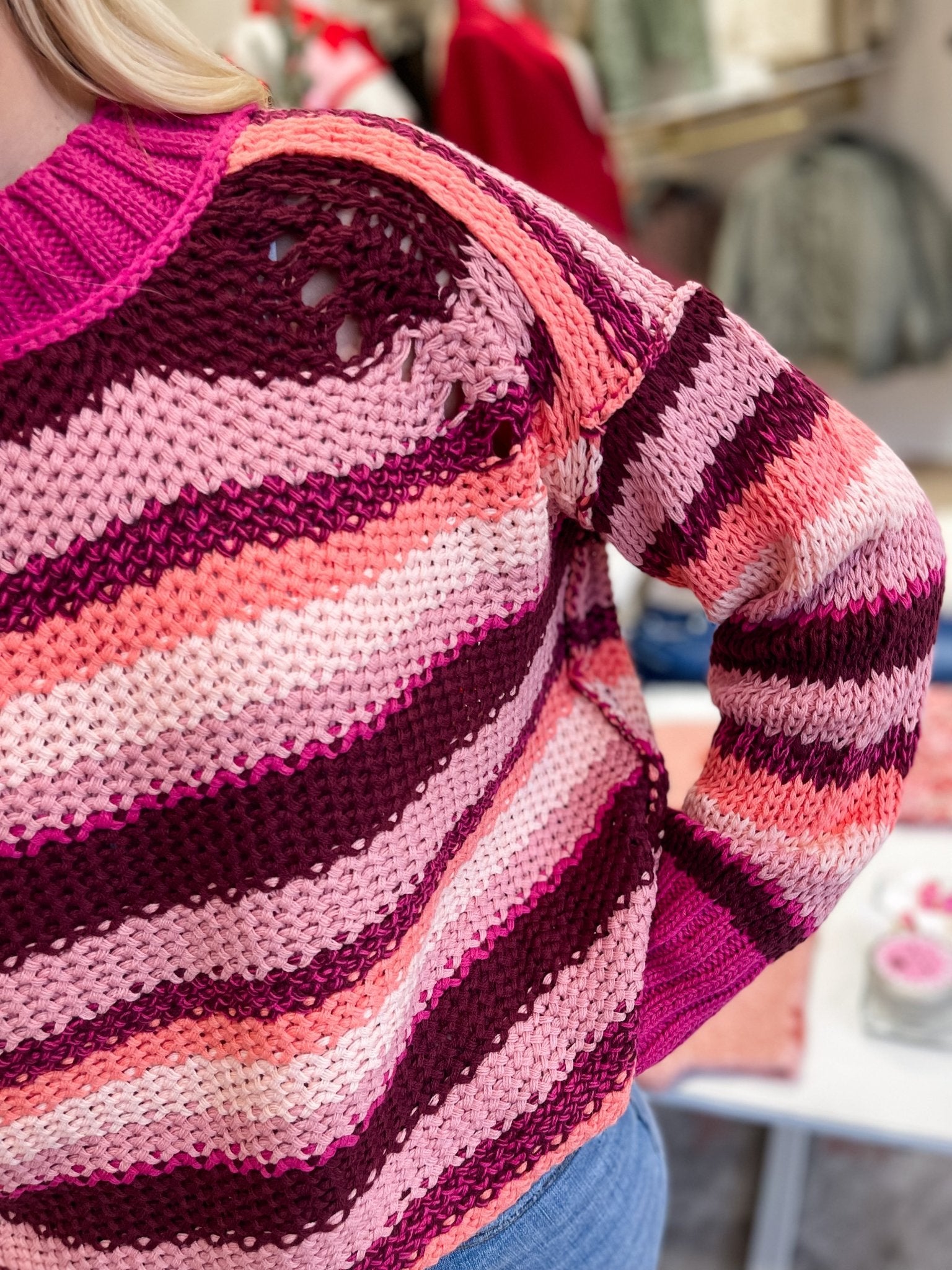 Sunset Stripes Magenta Sweater - Modern Creek Boutique