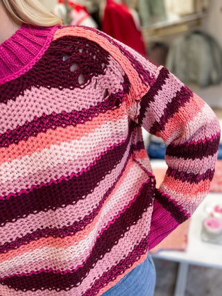 Sunset Stripes Magenta Sweater - Modern Creek Boutique
