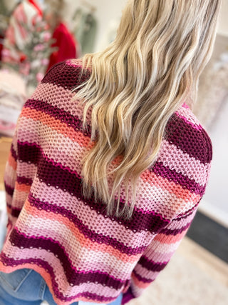 Sunset Stripes Magenta Sweater - Modern Creek Boutique