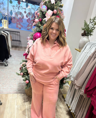 Tan Rose Collared Scuba Set - Modern Creek Boutique