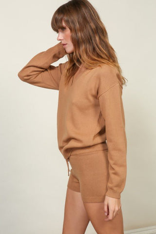 Tan V - Neck Sweater - Modern Creek Boutique