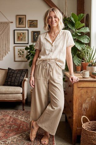 Taupe Wide Leg Knit Pants - Modern Creek Boutique