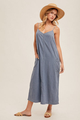 Tencel Overall Midi Dress - Modern Creek Boutique