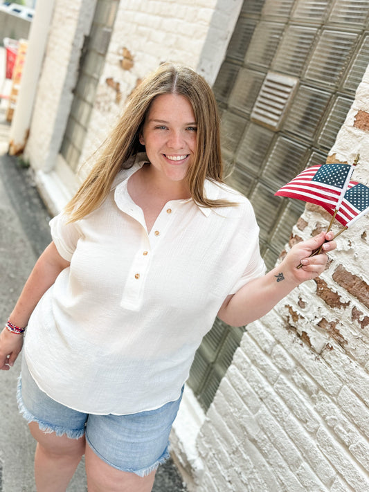 Today’s The Day Ivory Curvy Button Up - Modern Creek Boutique