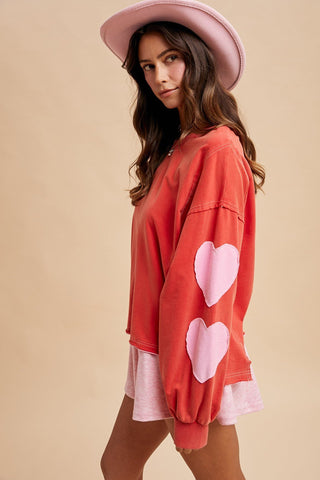 Valentine Heart Patch Red Sweatshirt - Modern Creek Boutique