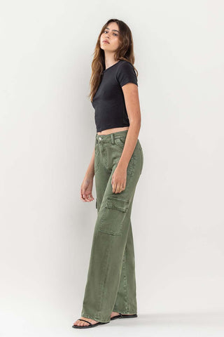 Vervet High Rise Thyme Utility Wide Cargo Pant - Modern Creek Boutique