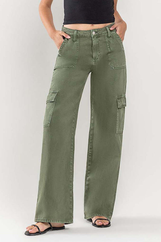 Vervet High Rise Thyme Utility Wide Cargo Pant - Modern Creek Boutique