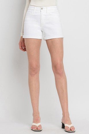 Vervet High Rise White Cuff Shorts - Modern Creek Boutique