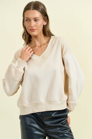 Vintage White Mixed Media Sweatshirt - Modern Creek Boutique