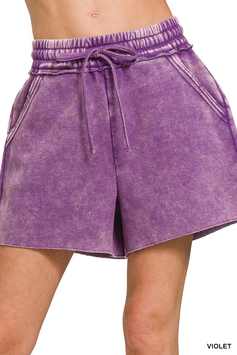 Violet Acid Wash Acid Shorts - Modern Creek Boutique