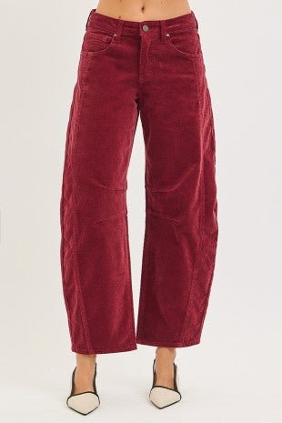 Wine Teddy Bear Barrel Corduroy Pant - Modern Creek Boutique