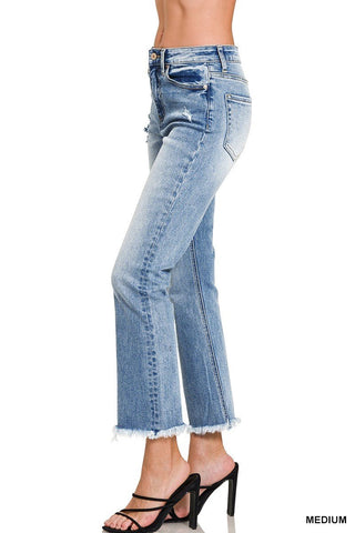 Zenana Medium Wash Cropped Denim - Modern Creek Boutique