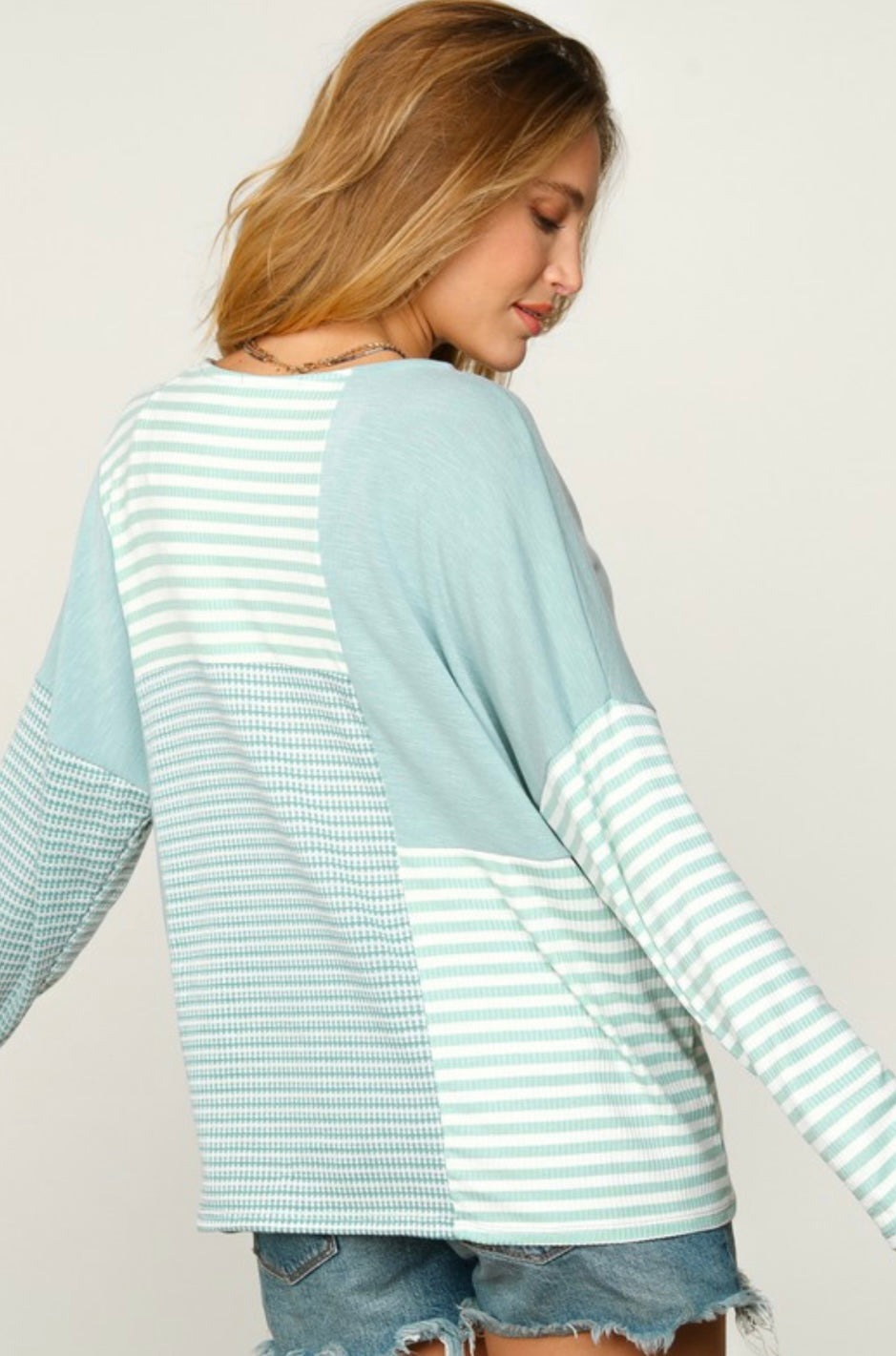 The Lucky One Mint Stripe Knit Top