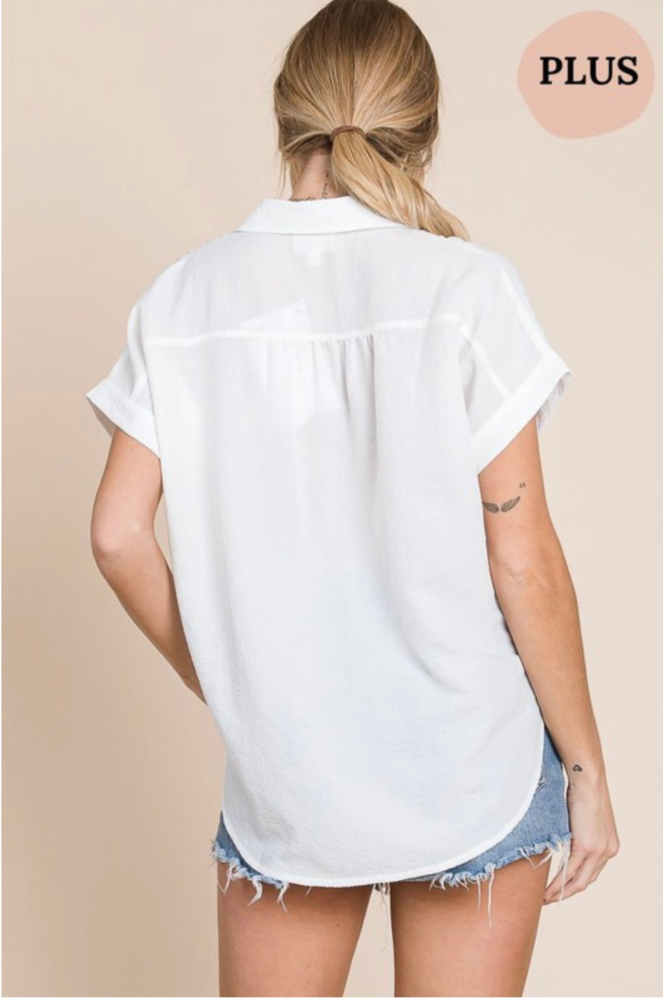 Blissful Dreams Curvy Crinkled White Blouse